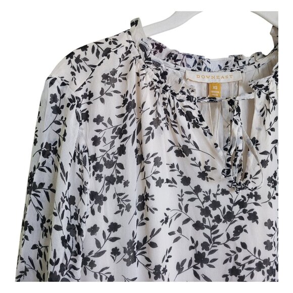 DownEast Mimi Dress XS White Black Floral Prairie Midi Boho Tiered Rayon NWT - Picture 6 of 15